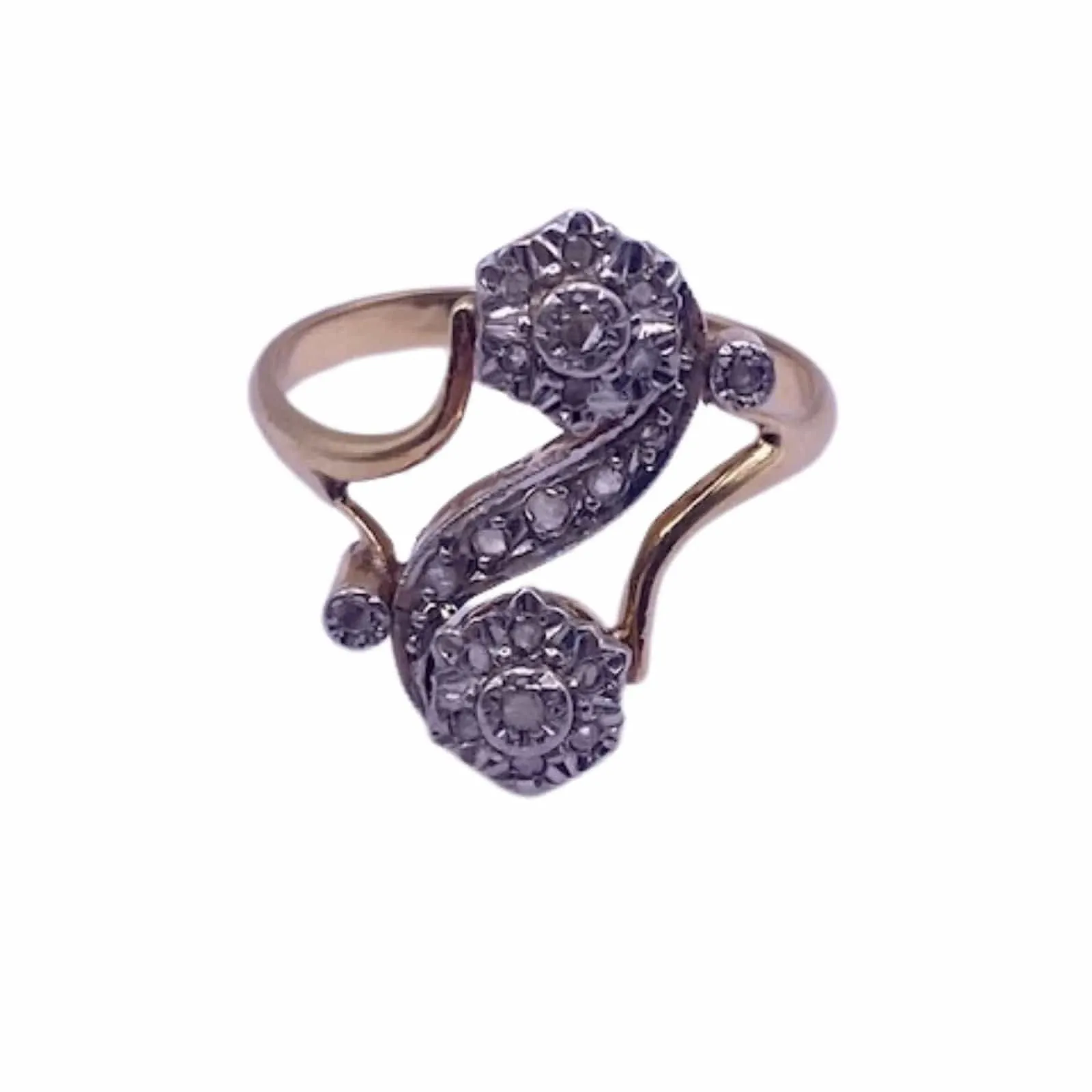 Bague Toi et Moi or jaune or blanc diamants sold by 58 Facettes