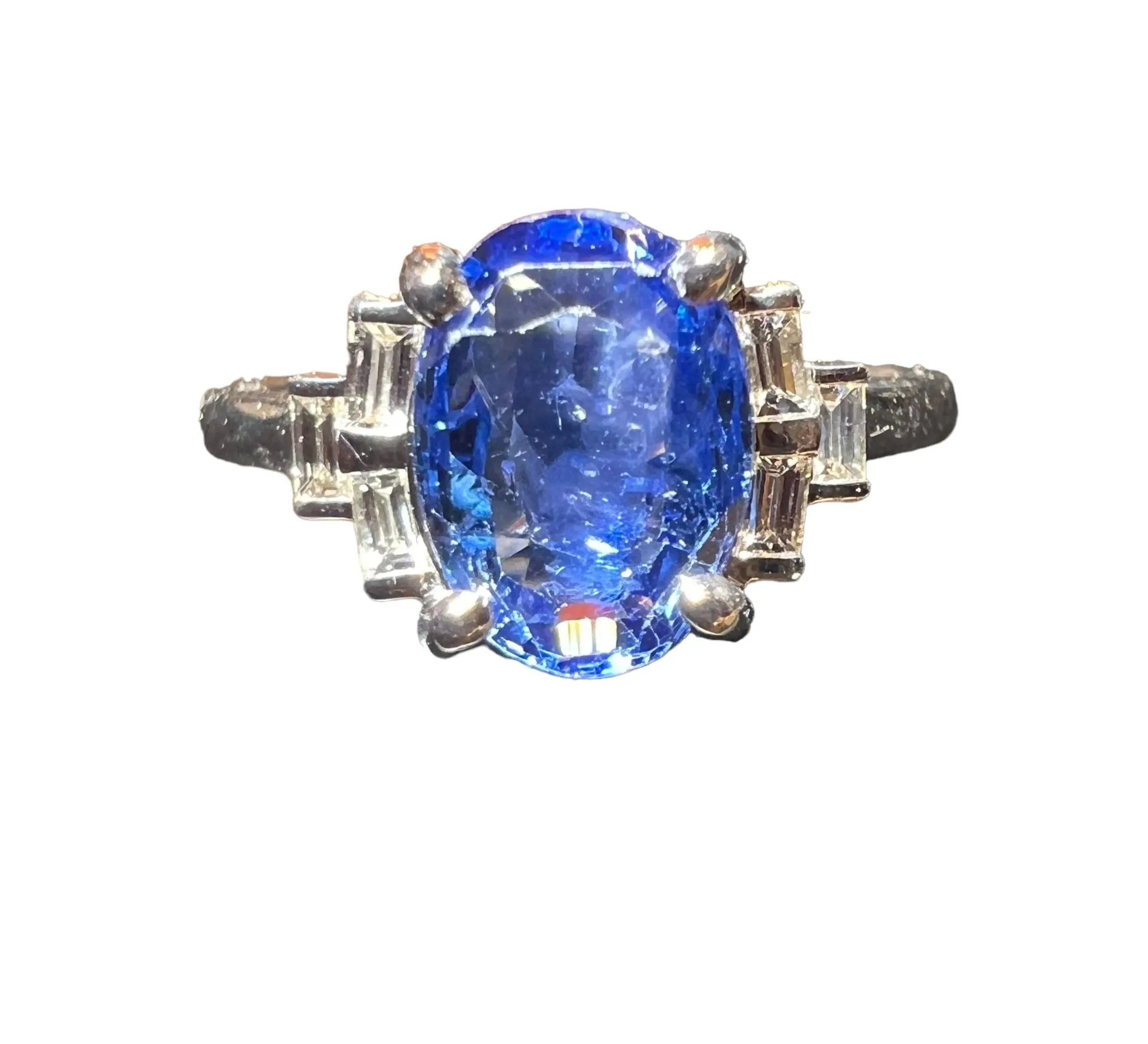 bague saphir de Ceylan entouré diamants calibrés sold by 58 Facettes product image thumbnail 5