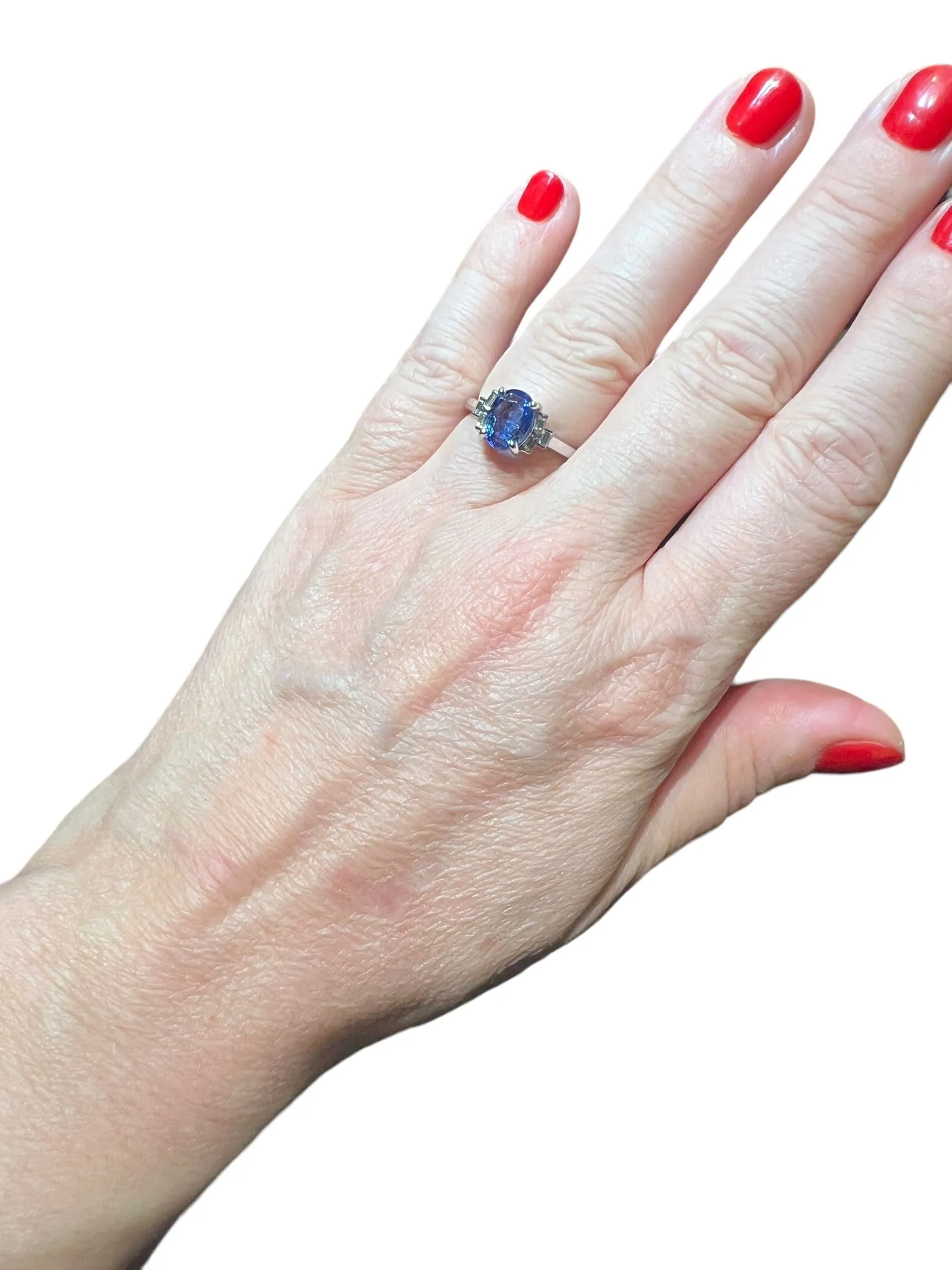 bague saphir de Ceylan entouré diamants calibrés sold by 58 Facettes product image thumbnail 2