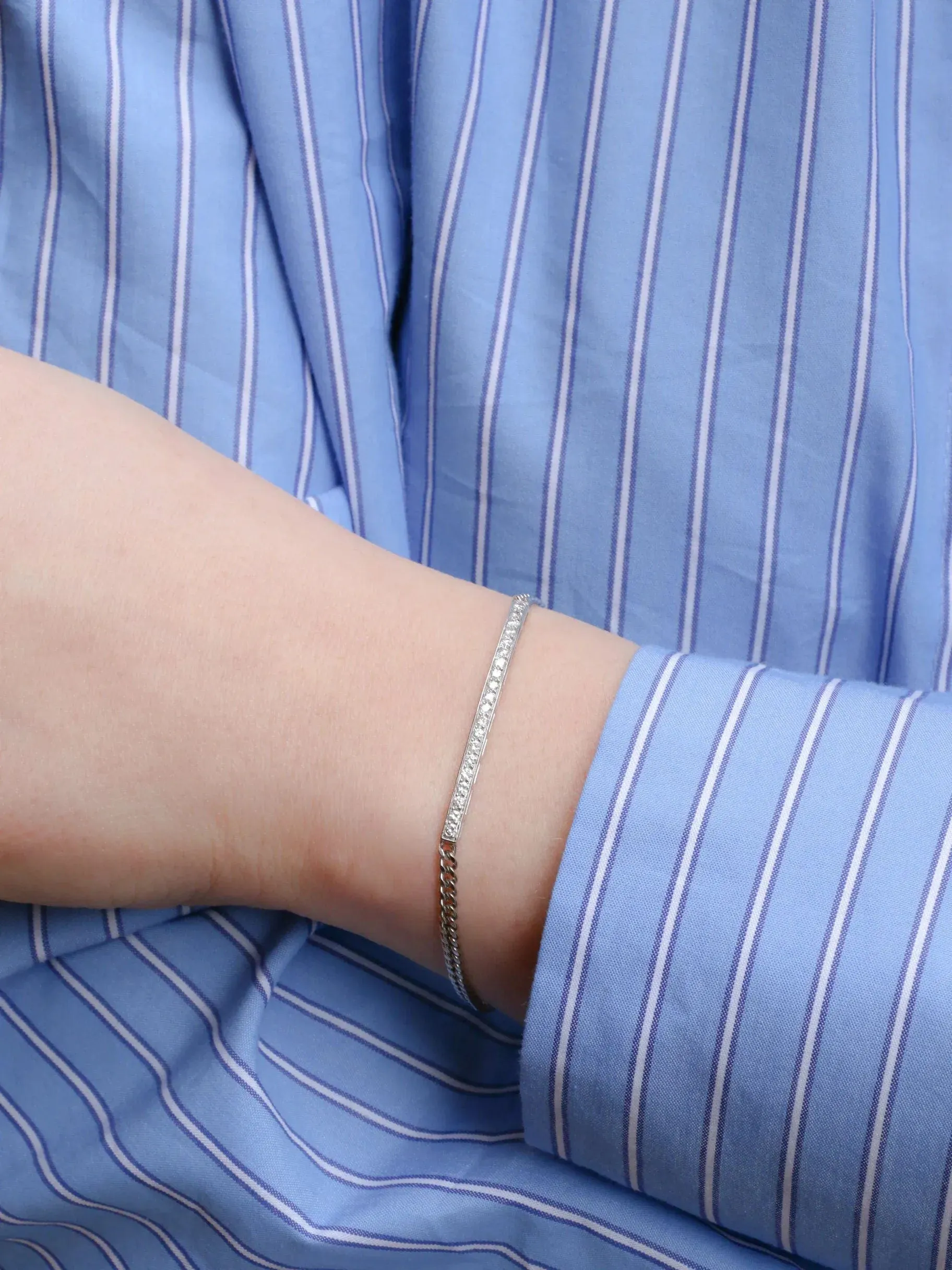 Bracelet chaîne gourmette ligne 20 diamants 0,6 ct sold by 58 Facettes product image thumbnail 2