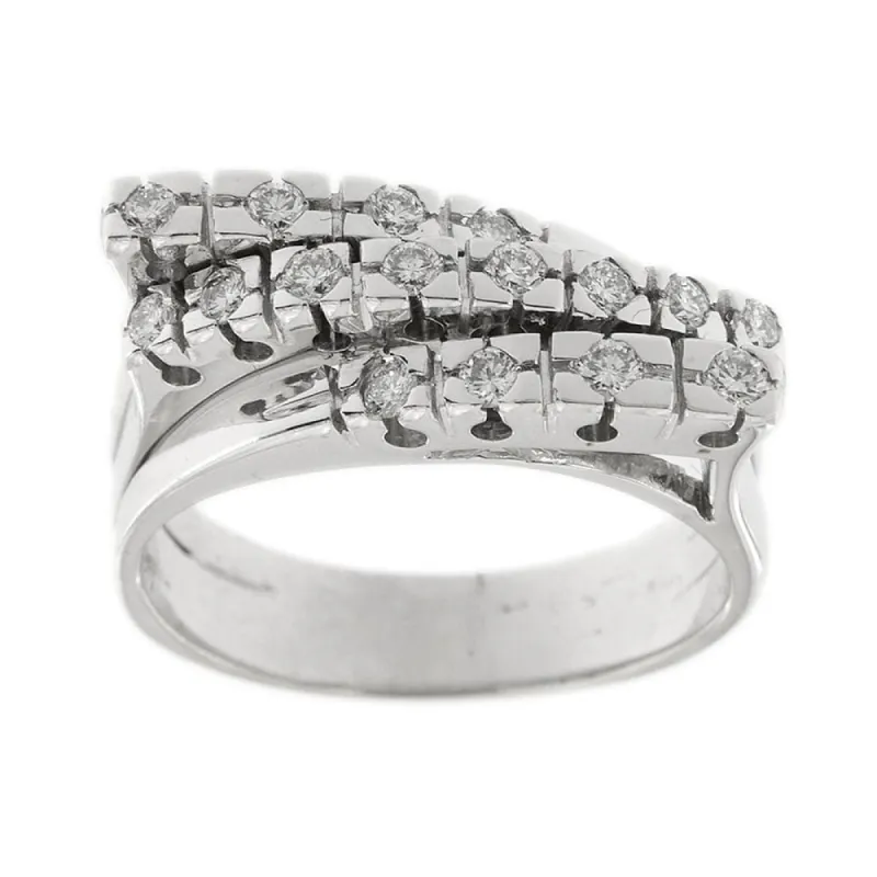 Bague rivière triple en or blanc 18 carats et diamants 0,48 ct made by 58 Facettes