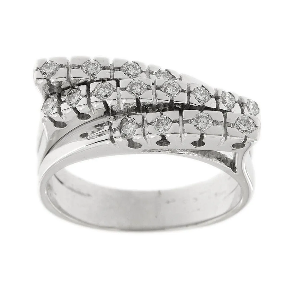 Bague rivière triple en or blanc 18 carats et diamants 0,48 ct sold by 58 Facettes