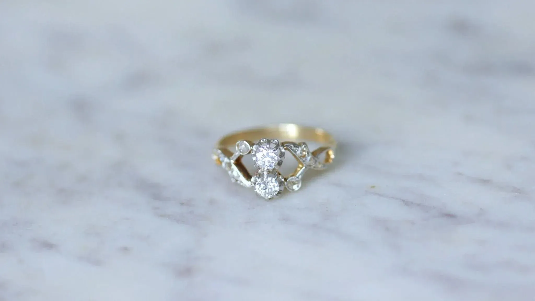 Bague "Toi et Moi" Or jaune Platine Diamants sold by 58 Facettes product image thumbnail 3