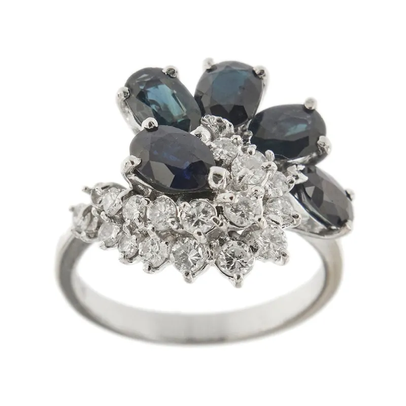 Bague contraire avec diamants et saphirs sold by 58 Facettes