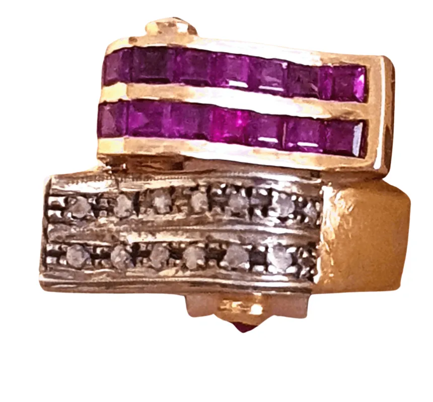 Bague "Vague" 2 Ors Rubis Diamants sold by 58 Facettes