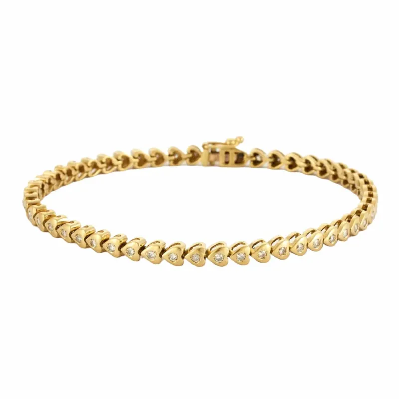 Bracelet cœur or jaune et diamants sold by 58 Facettes
