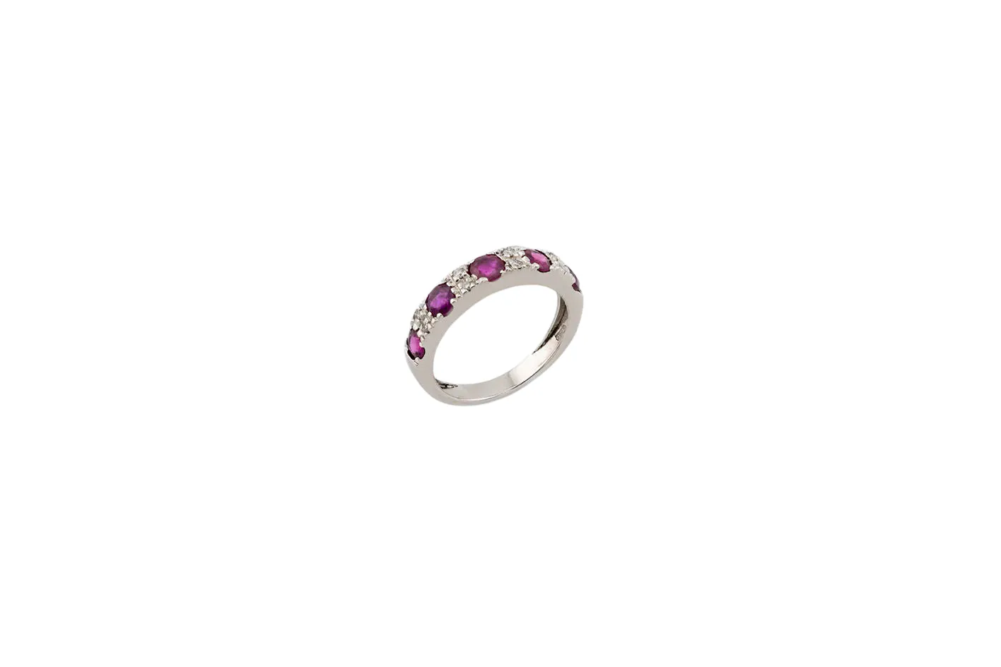 Anello in oro bianco con rubini e diamanti sold by 58 Facettes