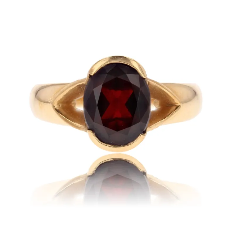 Bague jonc grenat et or jaune sold by 58 Facettes