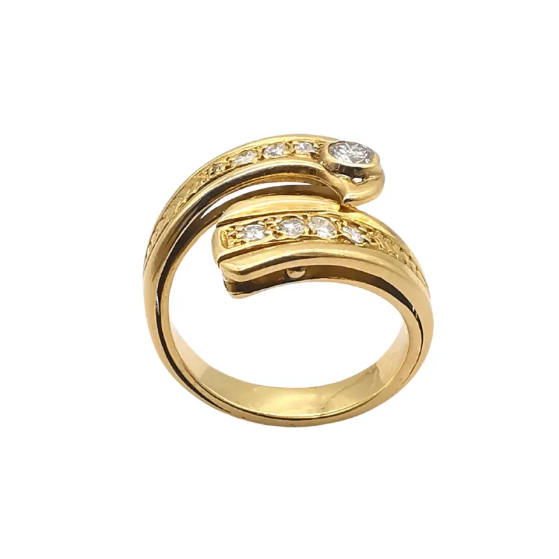 Bague or jaune 18 carats sertie de diamants de 0.54 carat sold by 58 Facettes