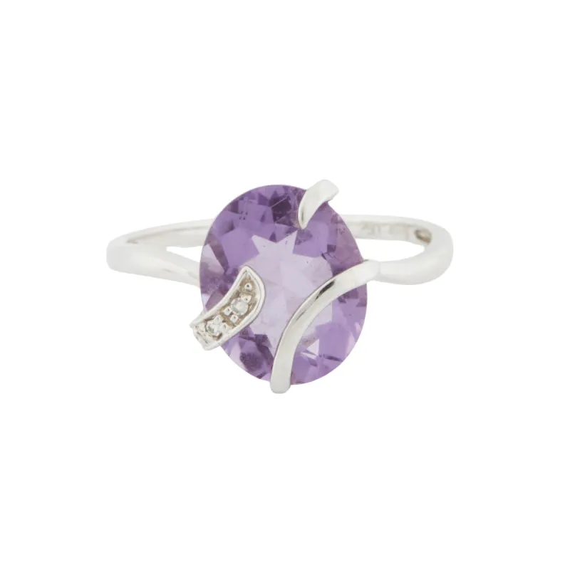 Bague Or Blanc - Améthyste et Diamants sold by 58 Facettes