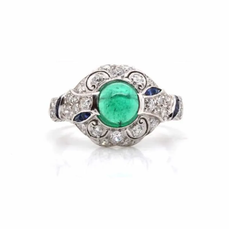 Bague Platine Emeraude Diamants sold by 58 Facettes