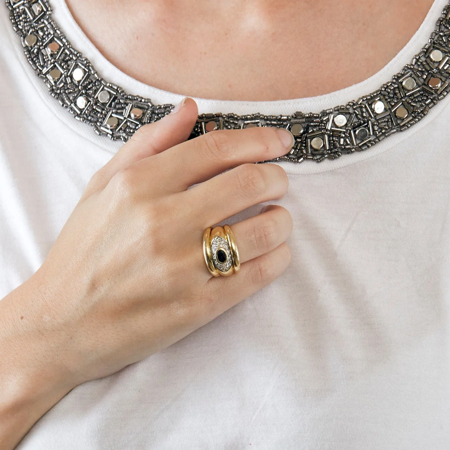 Bague or jaune saphir et diamants sold by 58 Facettes product image thumbnail 2