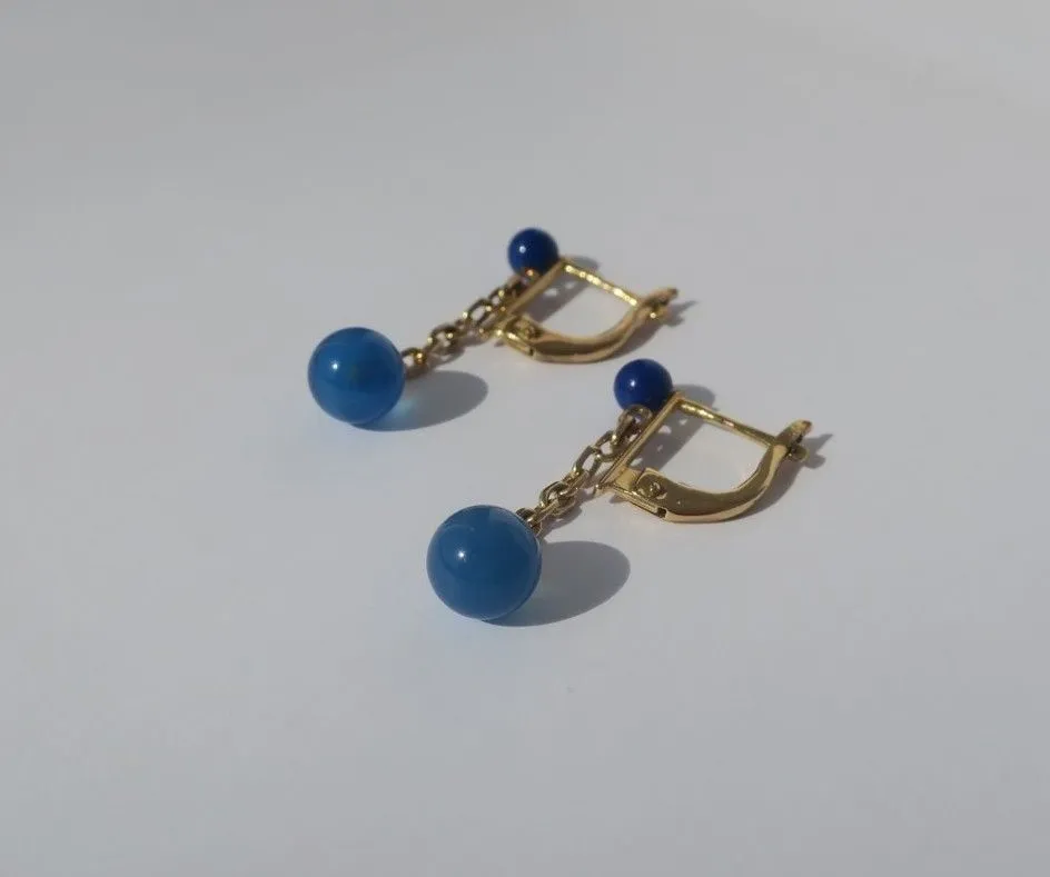 Boucles d’oreilles dormeuses pendantes lapis lazuli et onyx bleu sold by 58 Facettes product image thumbnail 5