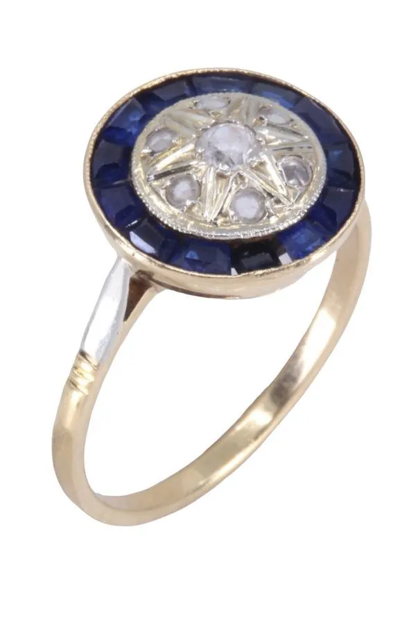 BAGUE ART DÉCO SAPHIRS BLEUS ET BLANCS sold by 58 Facettes product image thumbnail 4
