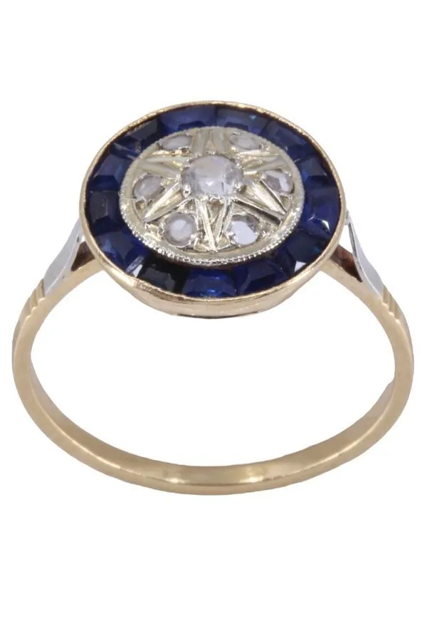 BAGUE ART DÉCO SAPHIRS BLEUS ET BLANCS sold by 58 Facettes product image thumbnail 3