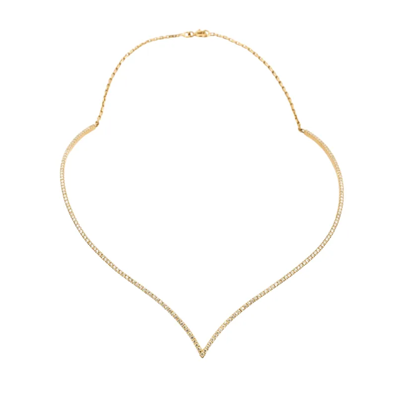 Collier en V pavé de diamants en or jaune 18K sold by 58 Facettes