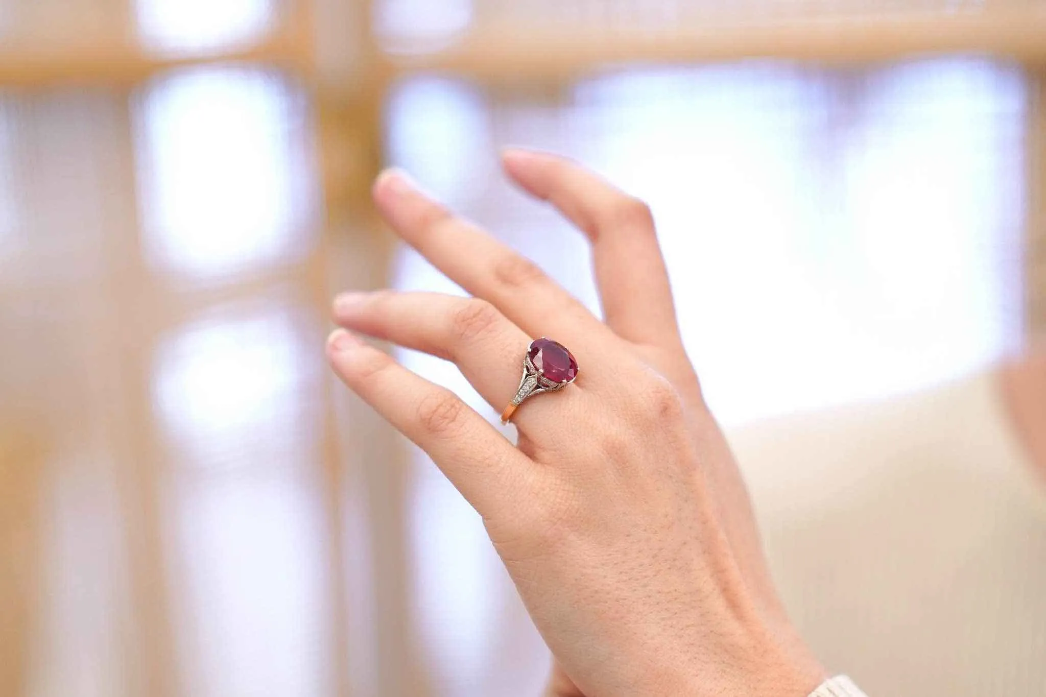 Bague Or blanc Platine Rubellite Diamants sold by 58 Facettes product image thumbnail 2