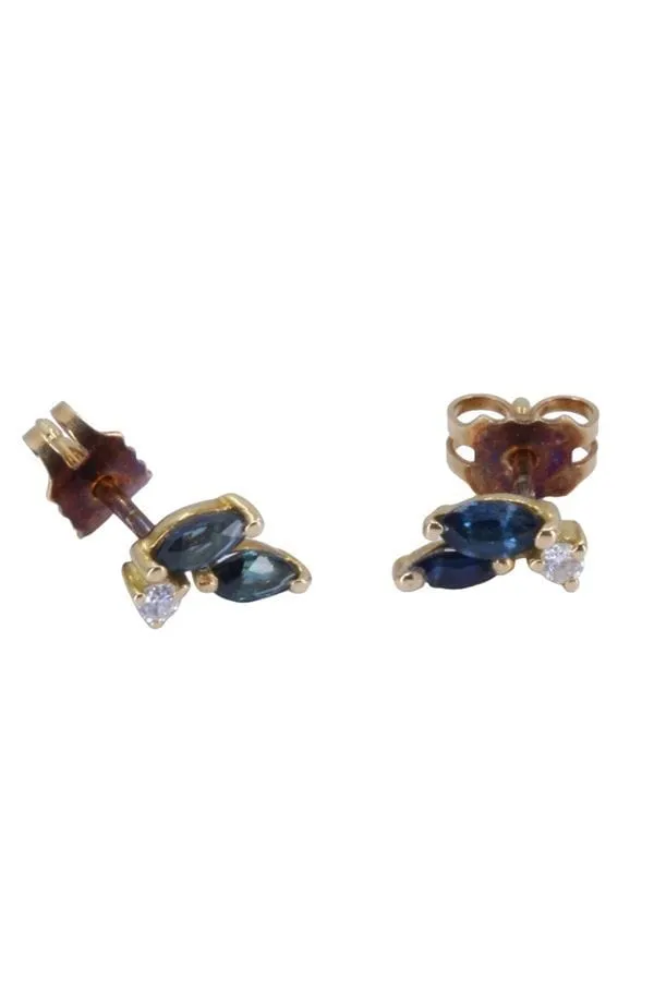 Boucles d'oreilles or jaune, saphirs et diamants sold by 58 Facettes product image thumbnail 2