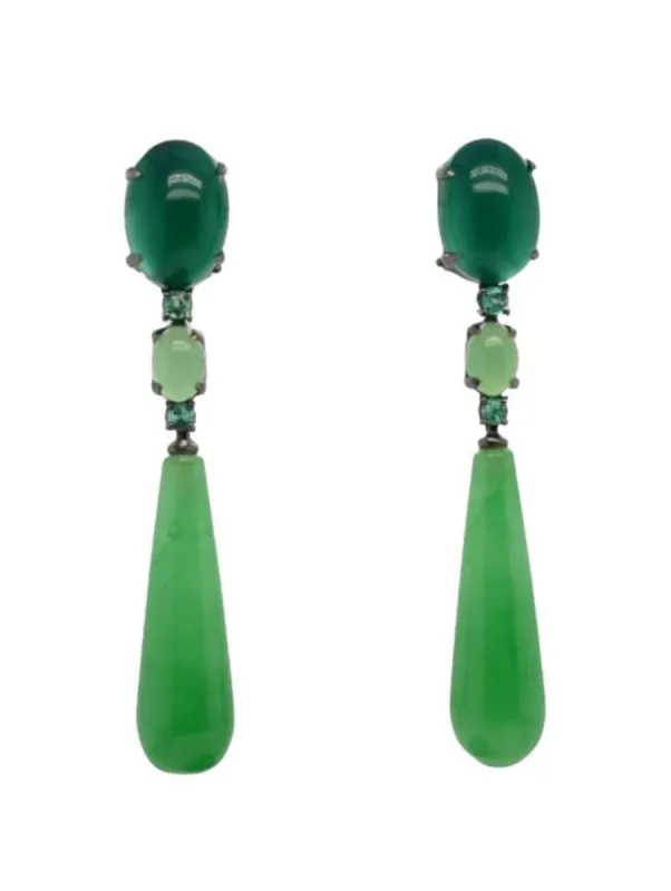Boucles d'oreilles Emeraudes Jade Agate verte sold by 58 Facettes