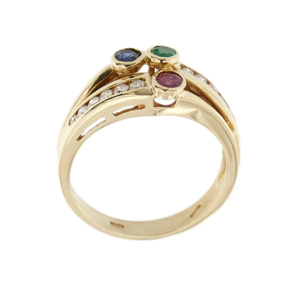 Bague avec rubis, émeraude, saphir et diamants sold by 58 Facettes product image thumbnail 4