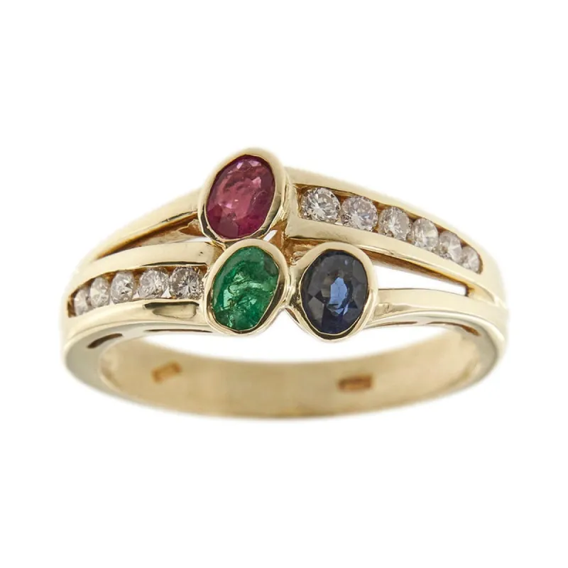 Bague avec rubis, émeraude, saphir et diamants sold by 58 Facettes