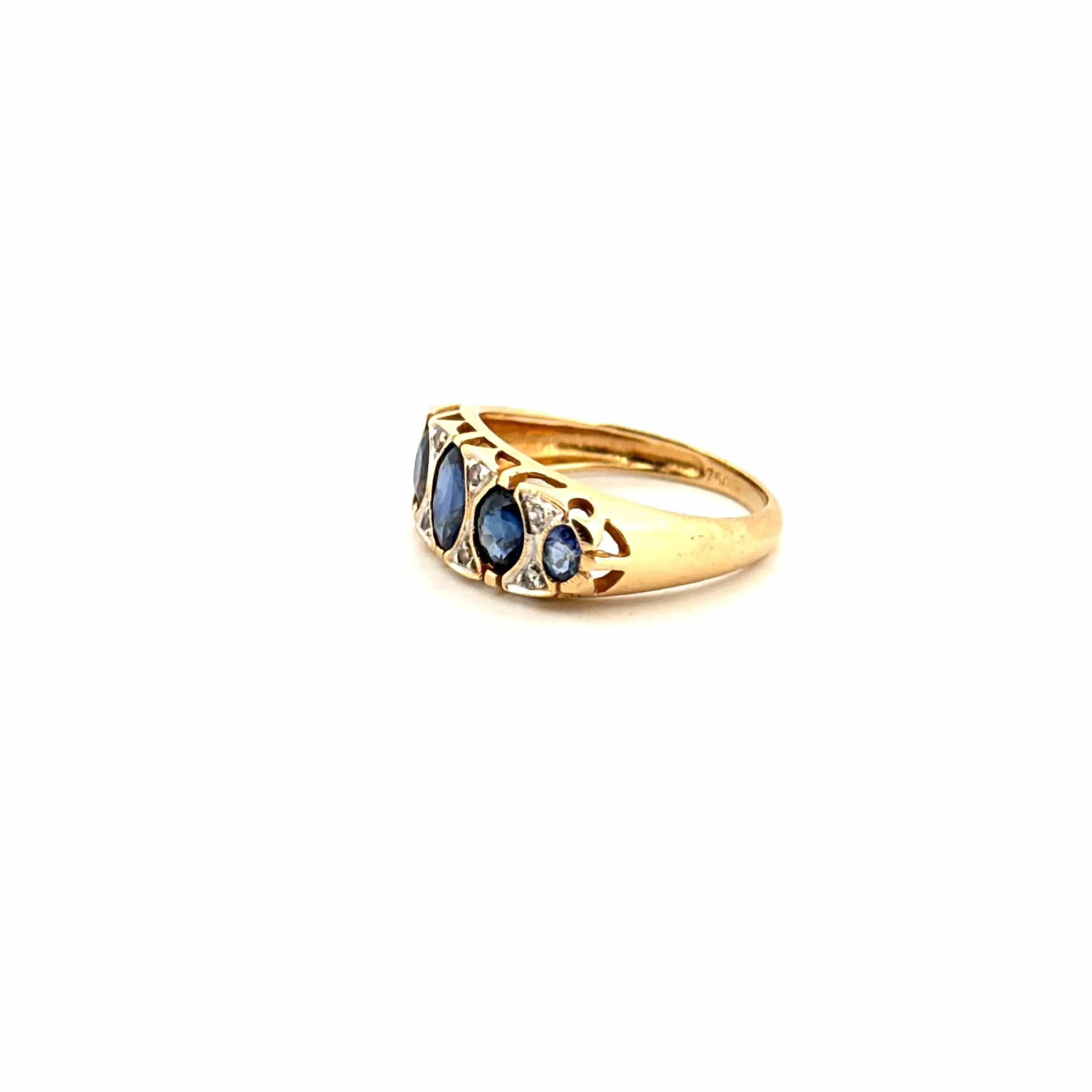 Bague Jarretière Or Jaune 18 k Saphirs & Diamants sold by 58 Facettes product image thumbnail 3