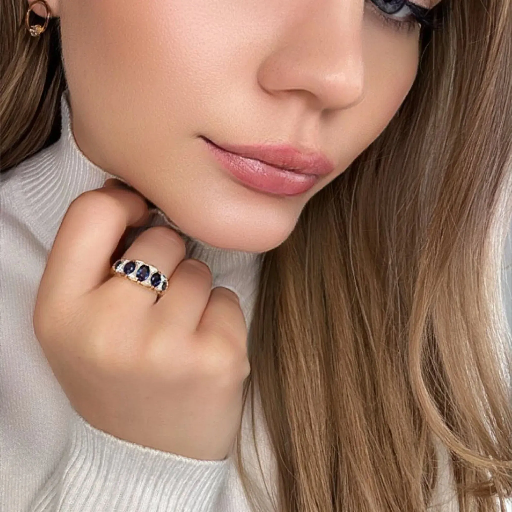 Bague Jarretière Or Jaune 18 k Saphirs & Diamants sold by 58 Facettes product image thumbnail 2