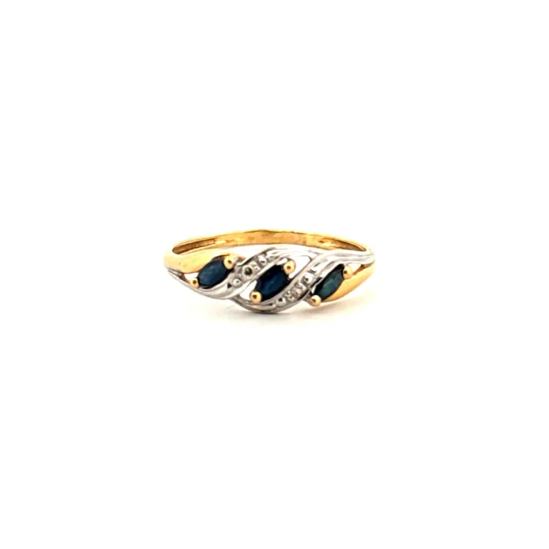 Bague or jaune saphirs et diamants sold by 58 Facettes