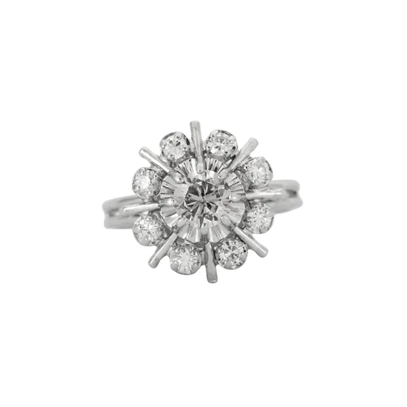 Bague marguerite diamants et platine sold by 58 Facettes