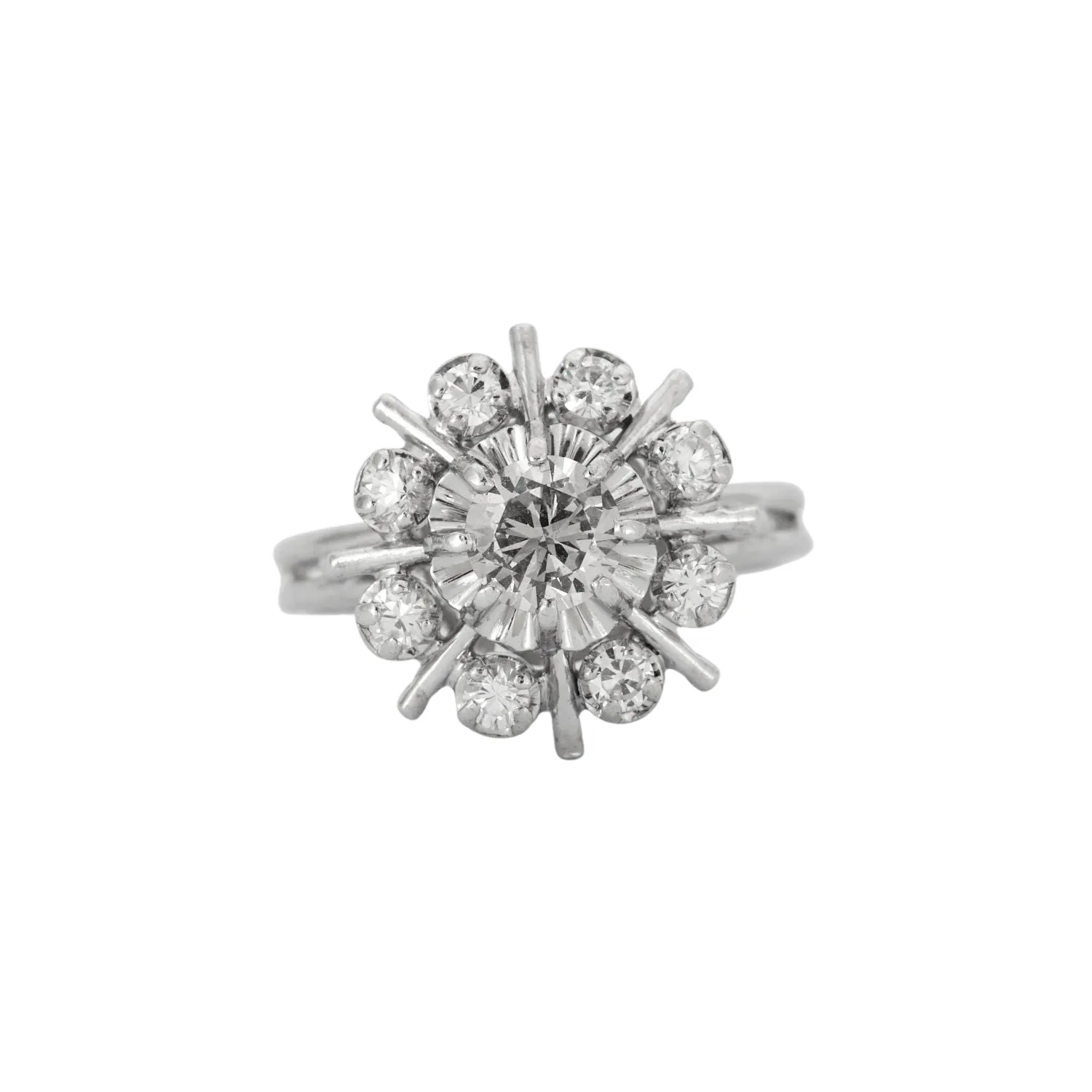Bague marguerite diamants et platine sold by 58 Facettes