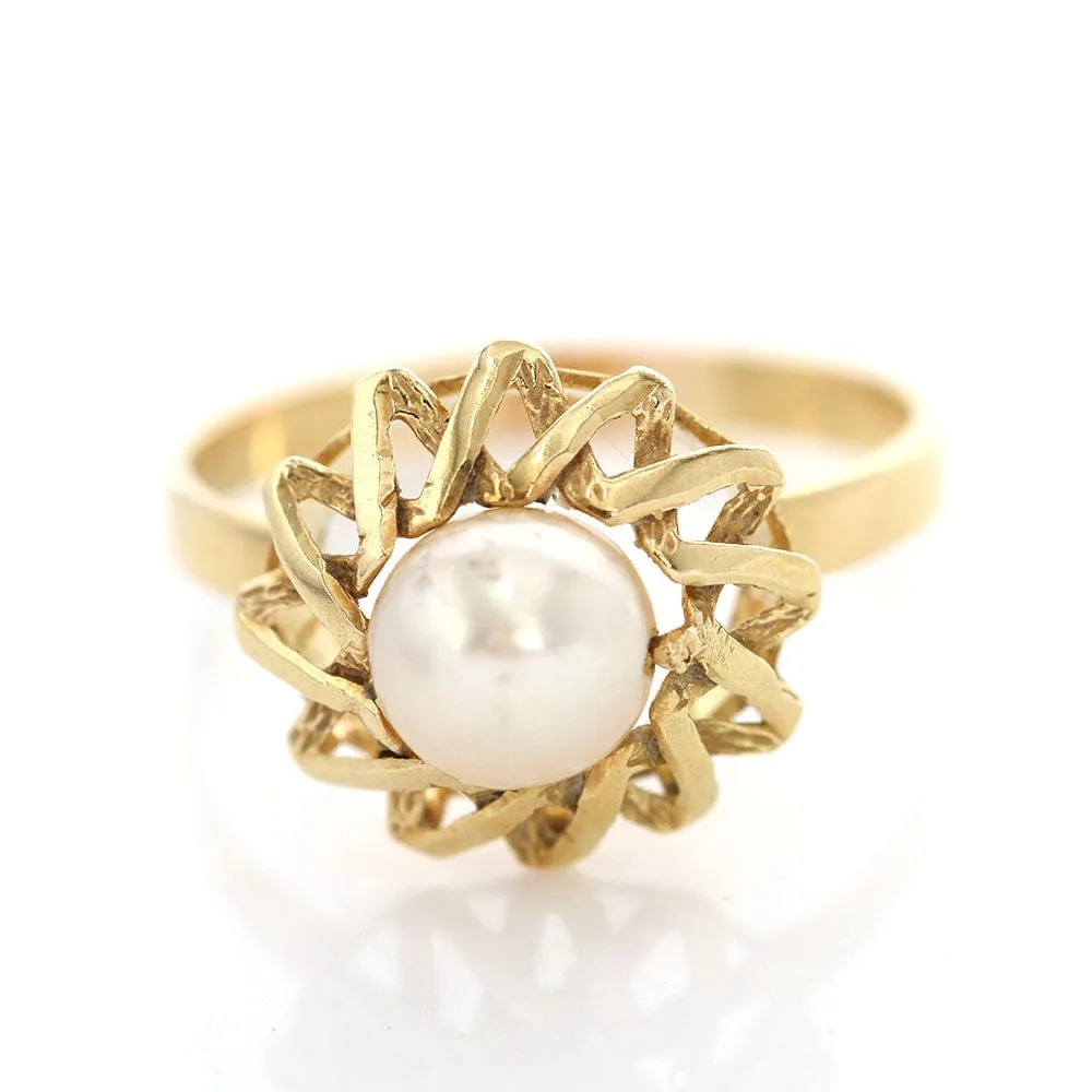 Bague en or 18 carats de style vintage avec perle sold by 58 Facettes