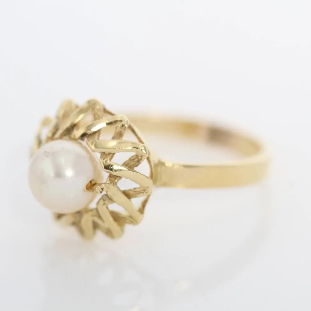 Bague en or 18 carats de style vintage avec perle sold by 58 Facettes product image thumbnail 5