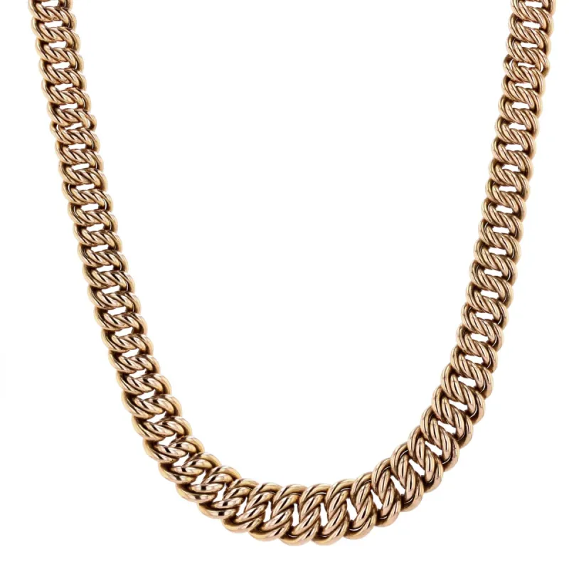 Collier en or jaune gourmette en chute sold by 58 Facettes