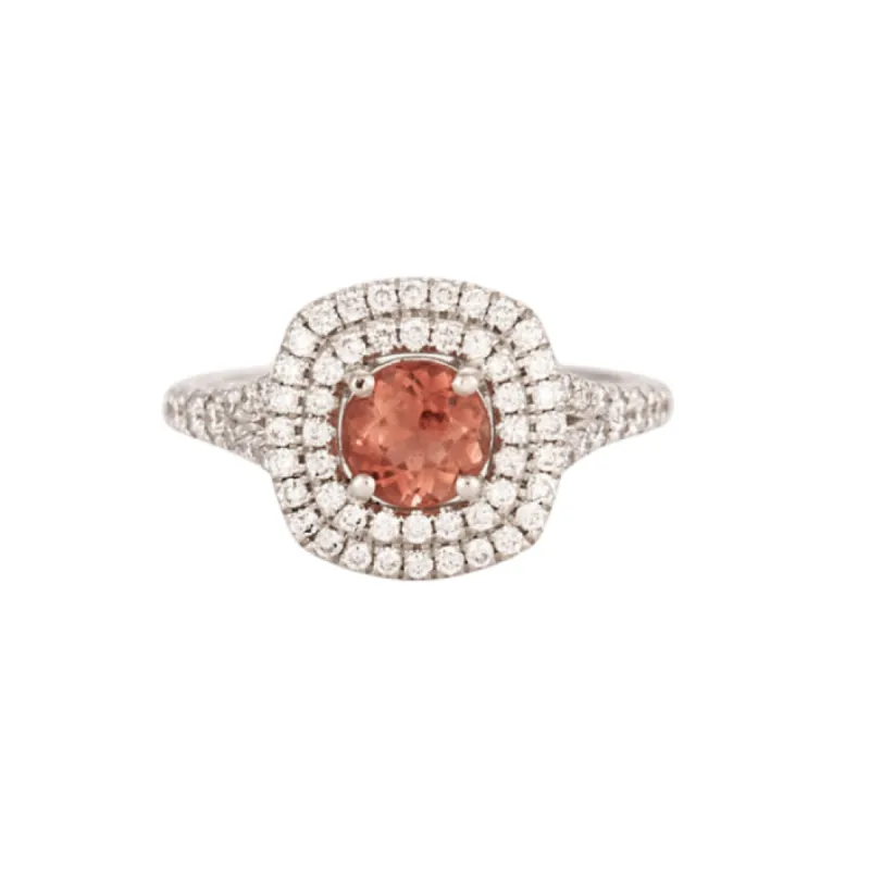 Bague Tourmaline rose double entourage Diamants sold by 58 Facettes