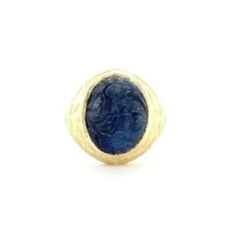 Bague homme Or Jaune avec Saphir Cabochon sold by 58 Facettes