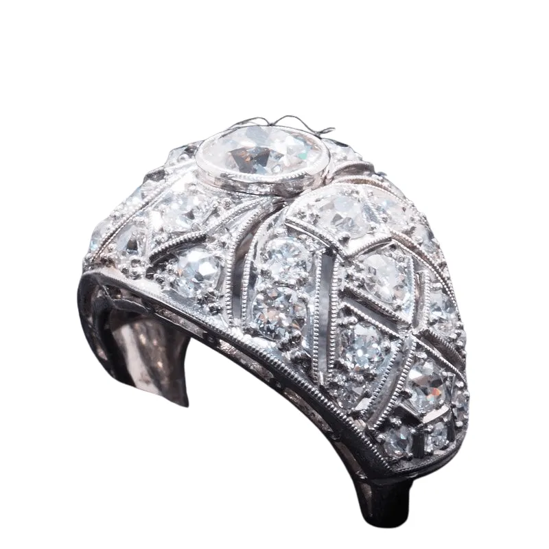 bague art déco platine diamants sold by 58 Facettes