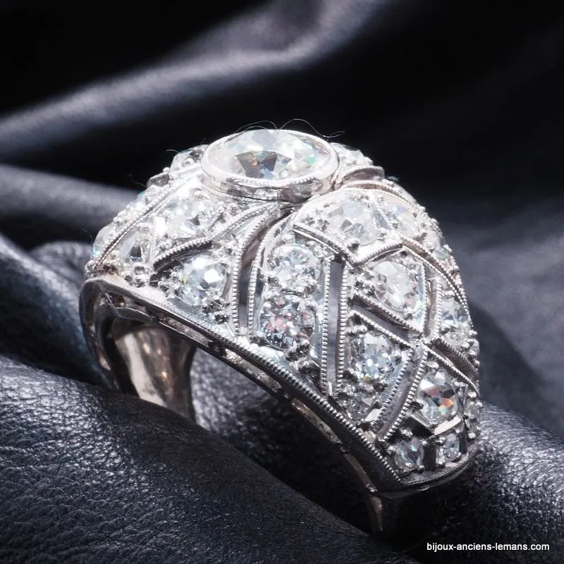 bague art déco platine diamants sold by 58 Facettes product image thumbnail 2