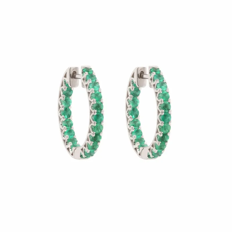 Créoles Emeraudes 1.60 Cts Or Gris sold by 58 Facettes
