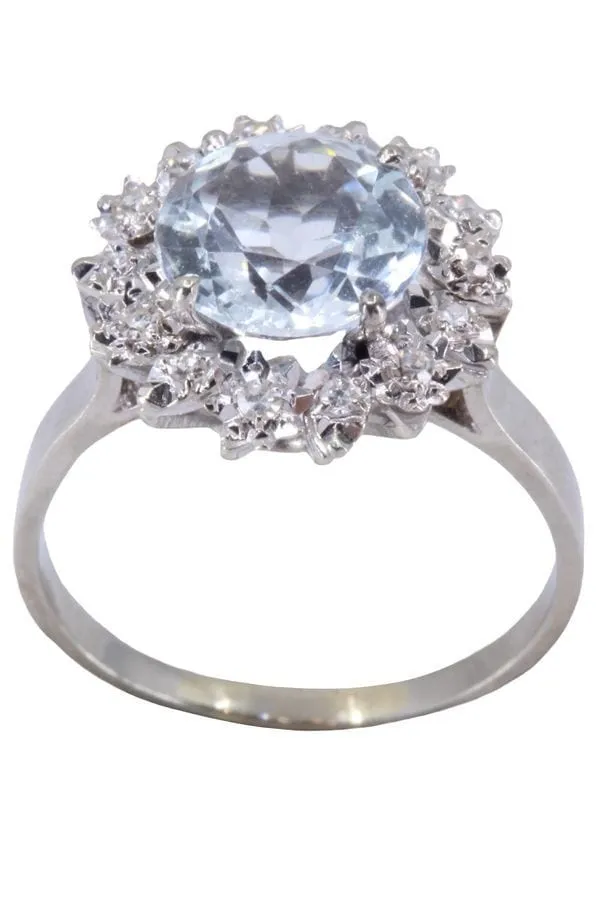 Bague ancienne aigue-marine et diamants sold by 58 Facettes product image thumbnail 3