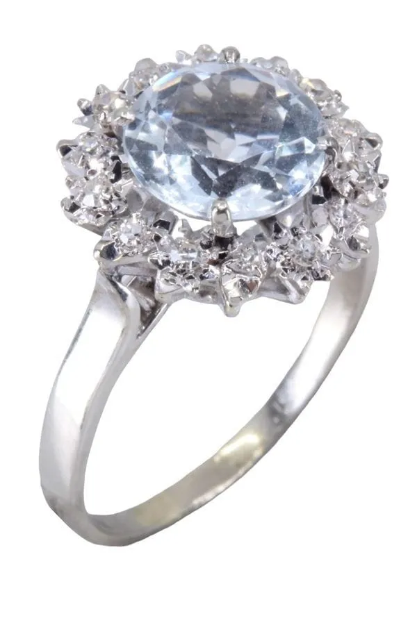 Bague ancienne aigue-marine et diamants sold by 58 Facettes product image thumbnail 4