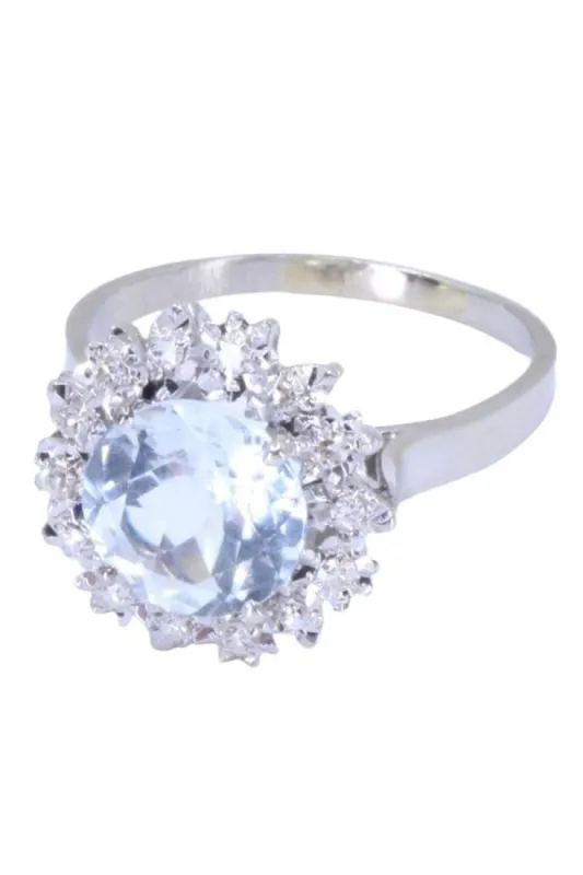 Bague ancienne aigue-marine et diamants sold by 58 Facettes