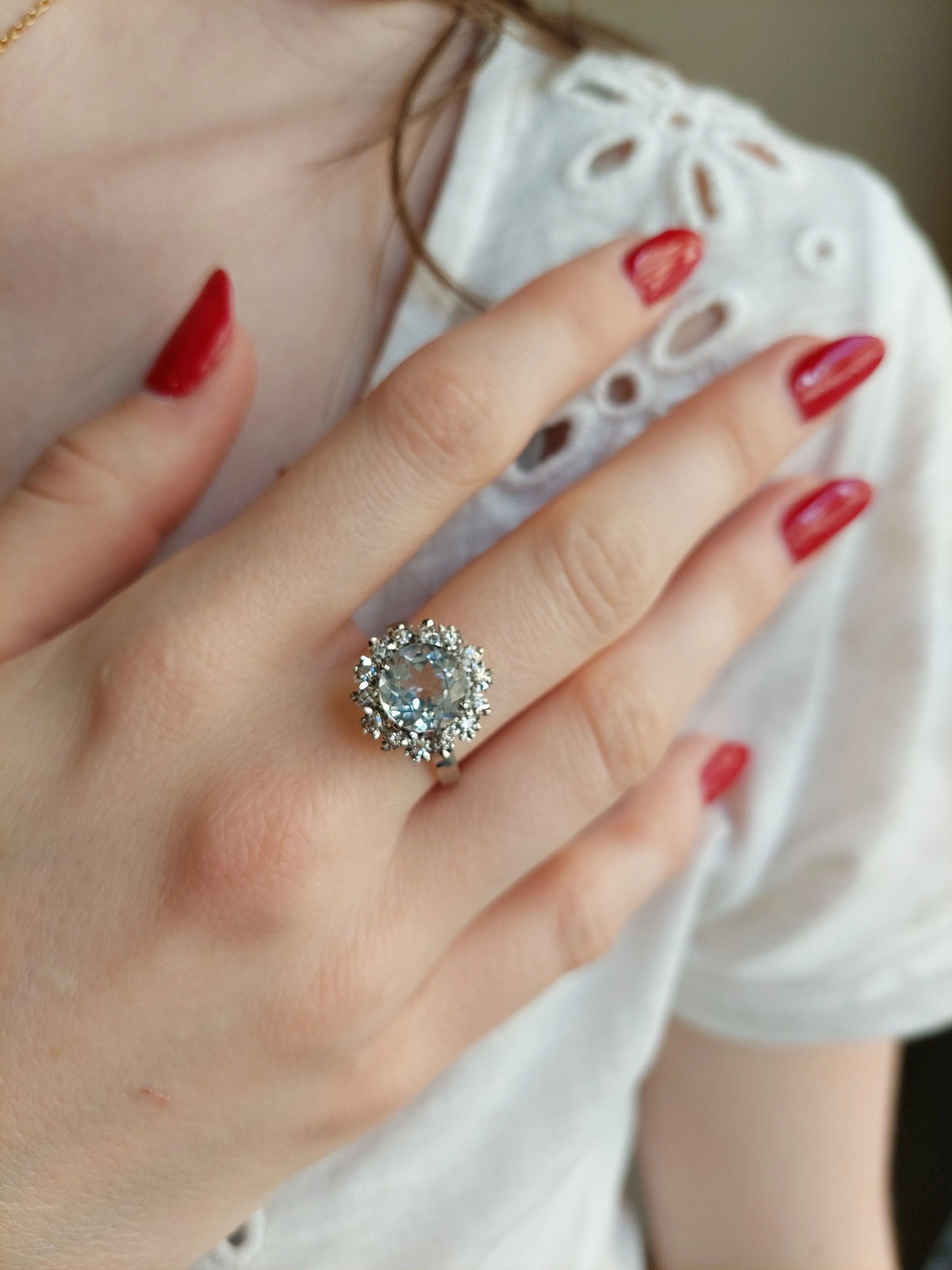 Bague ancienne aigue-marine et diamants sold by 58 Facettes product image thumbnail 2