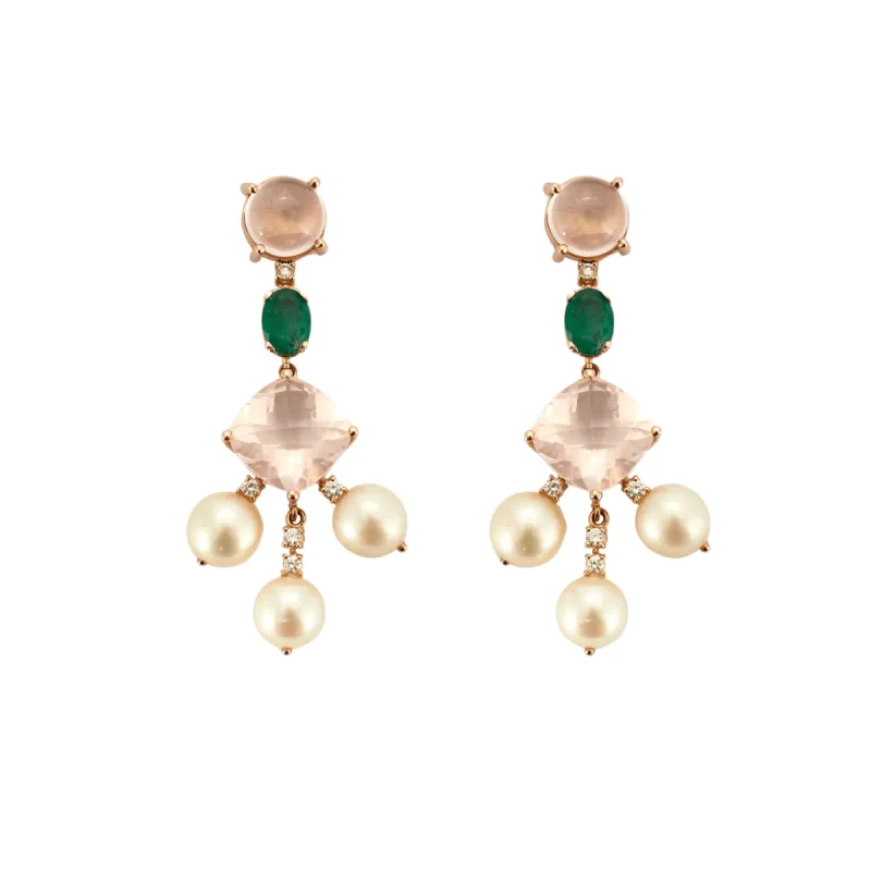 Boucles d’oreilles transformables Quartz rose Perles sold by 58 Facettes