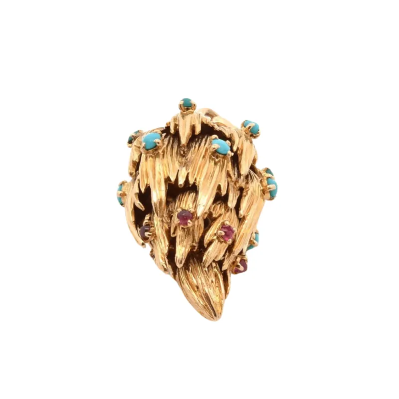 CHAUMET - Collier pendentif or turquoises rubis sold by 58 Facettes