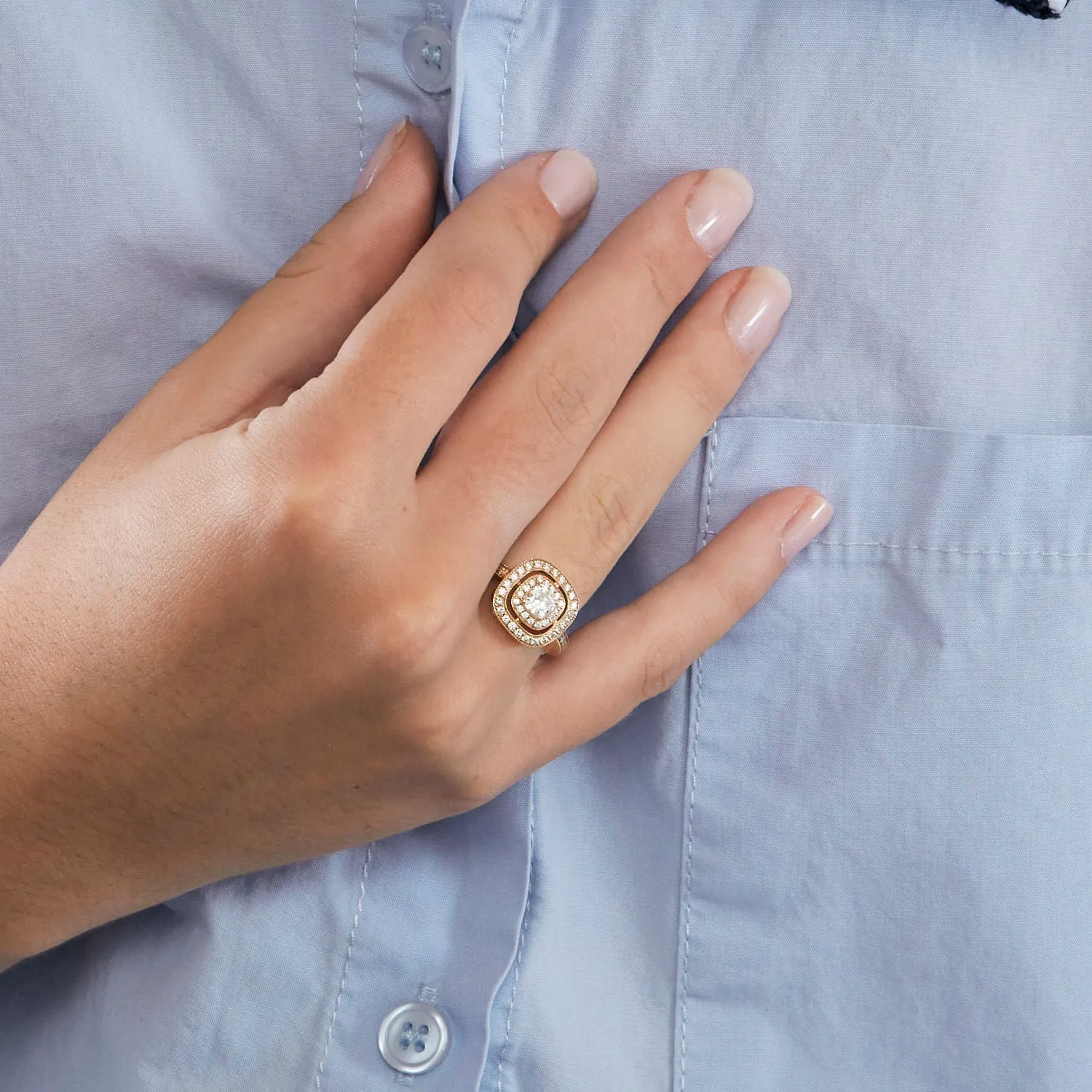 Bague style Art déco en or rose 18K avec diamants sold by 58 Facettes product image thumbnail 2