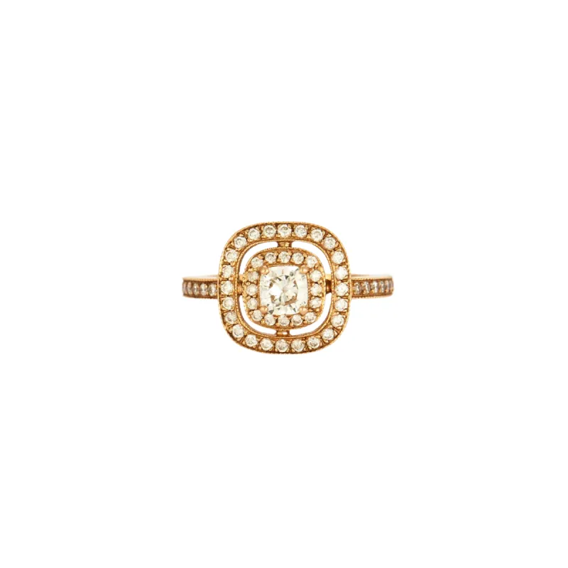 Bague style Art déco en or rose 18K avec diamants made by 58 Facettes