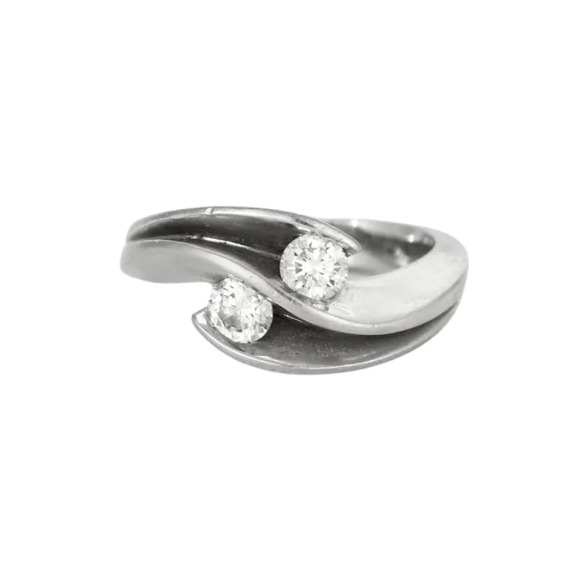 Bague joncs or gris avec diamants sold by 58 Facettes