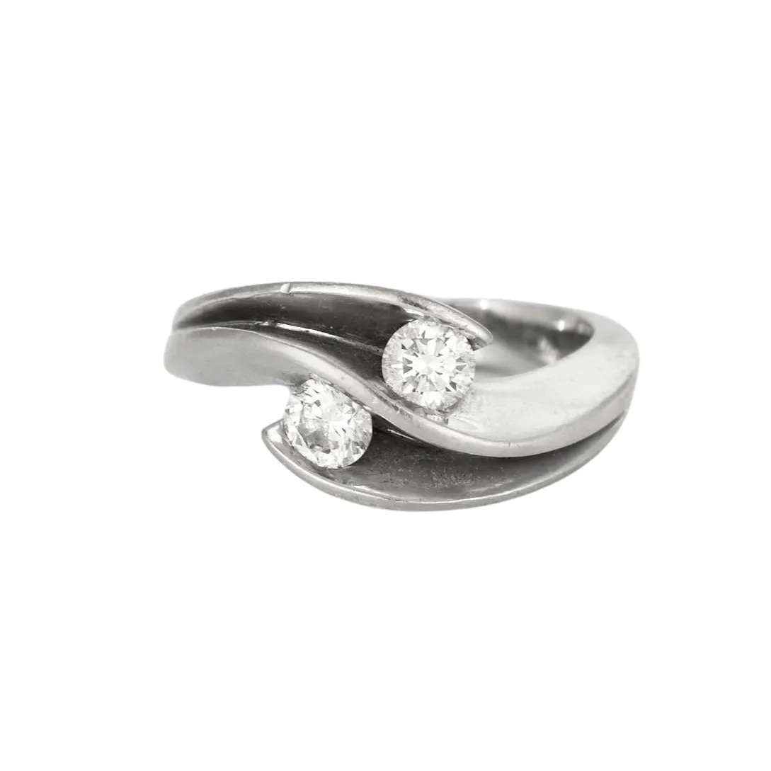 Bague joncs or gris avec diamants sold by 58 Facettes