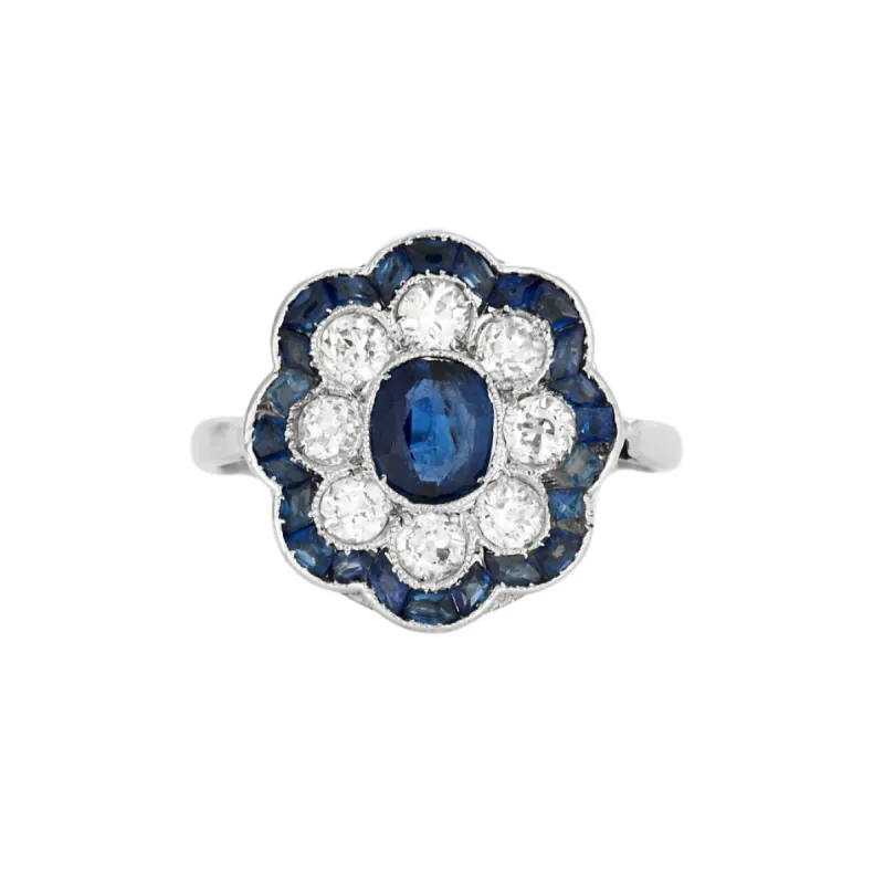 Bague or gris ornée de saphirs et diamants sold by 58 Facettes