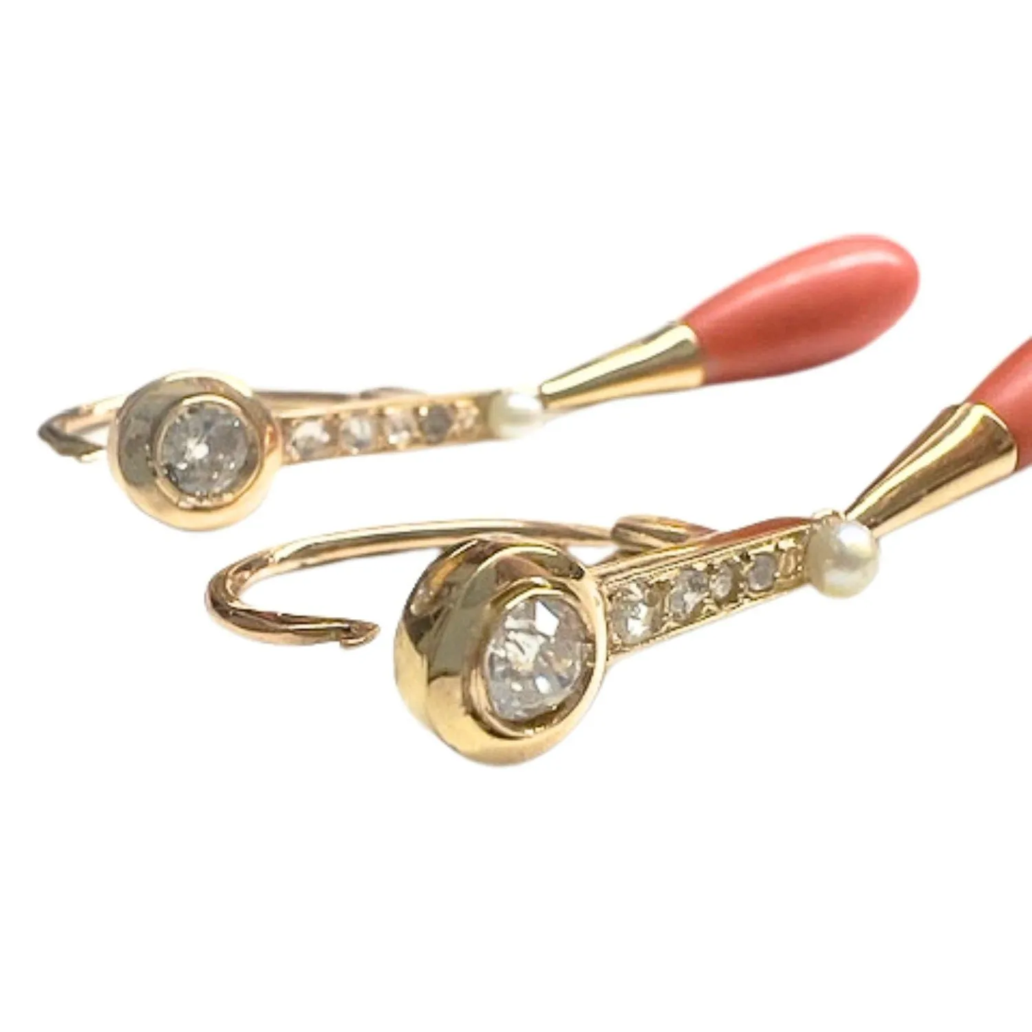 Boucles d'oreilles Art Déco corail perles diamants sold by 58 Facettes product image thumbnail 5